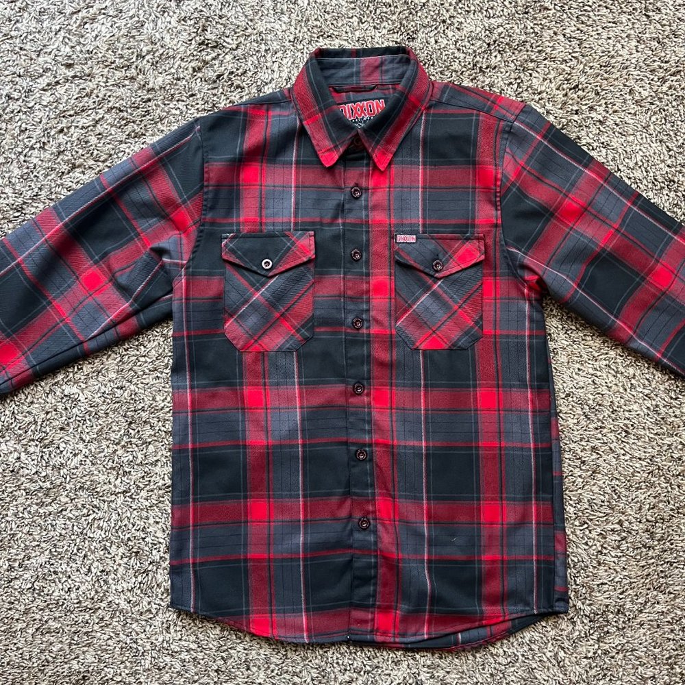 DIXXON Flannel Royal Flush 10 YEAR 2.0 Men's Size Small Plaid Red Button Shirt